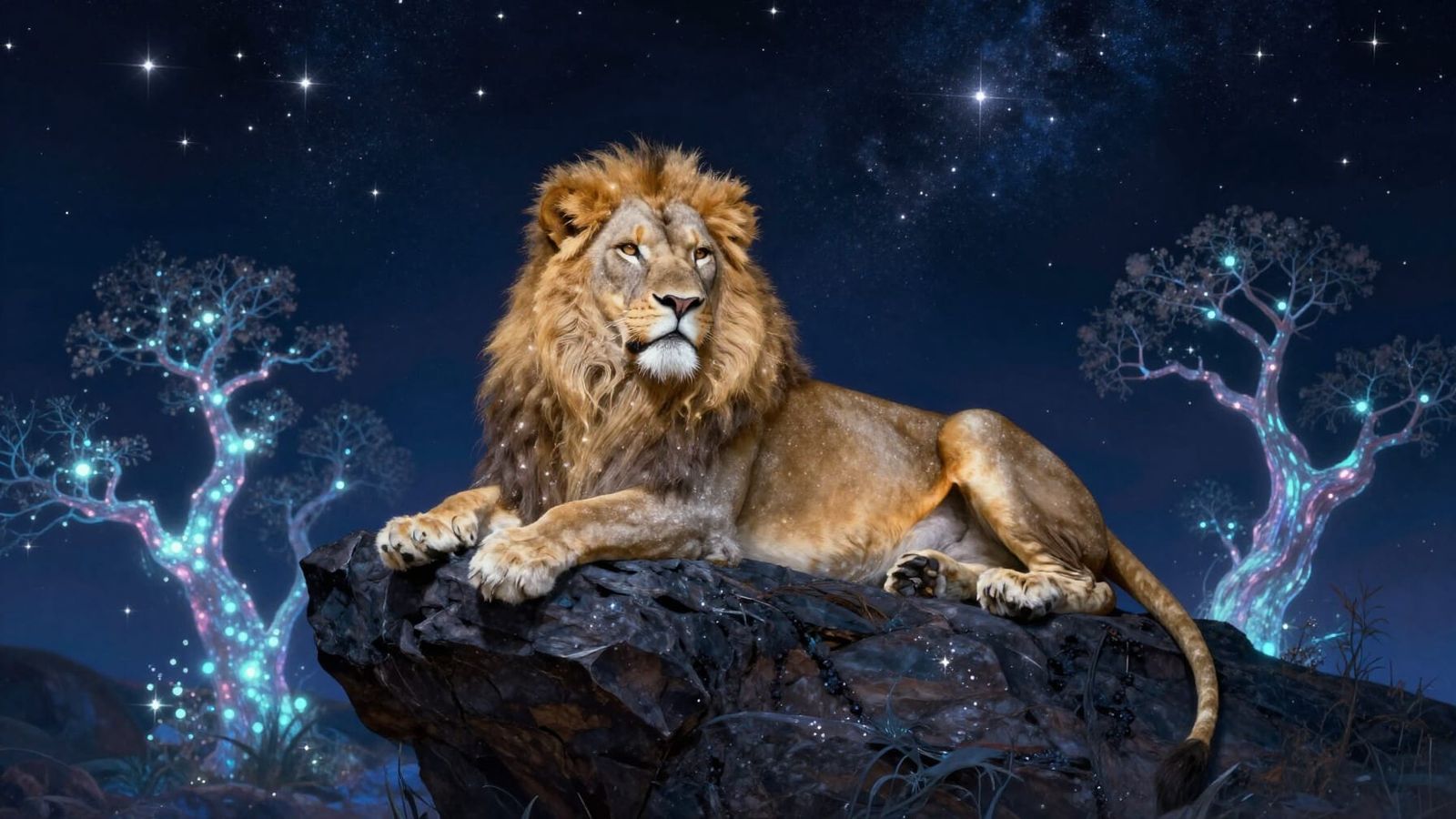Celestial Lion of Stardust Rests on Cosmic Rock