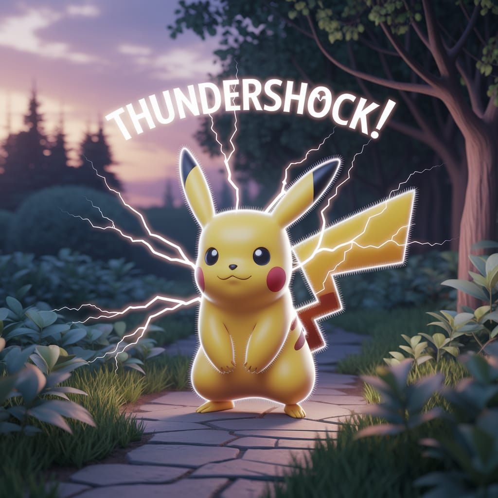 Electric Pikachu Radiates Power in Anime Art