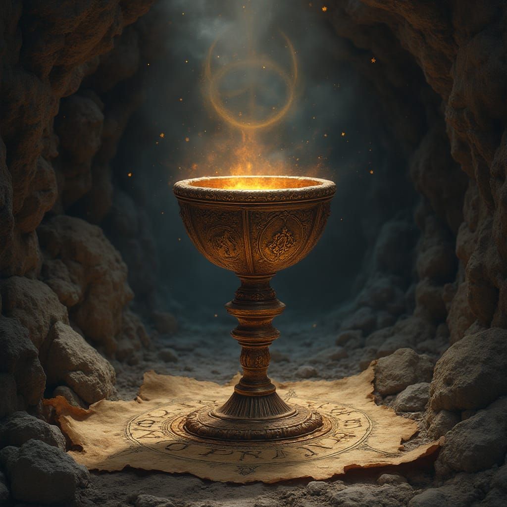 Ancient Arcane Chalice in Mystical Cavern