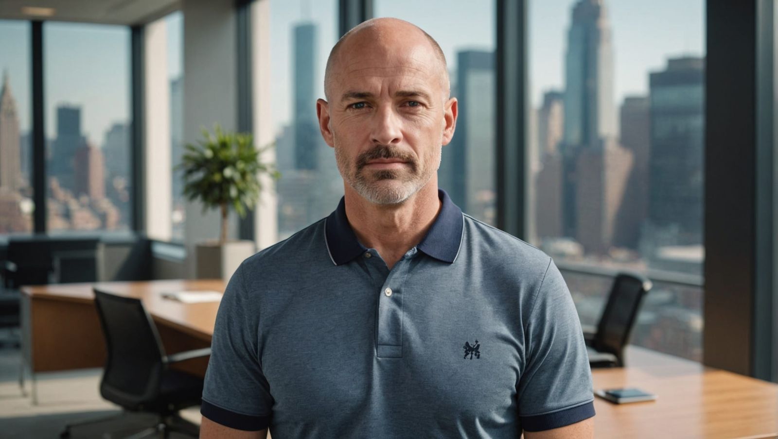 Professional Man in Modern Office, Hyperrealistic Photograph...