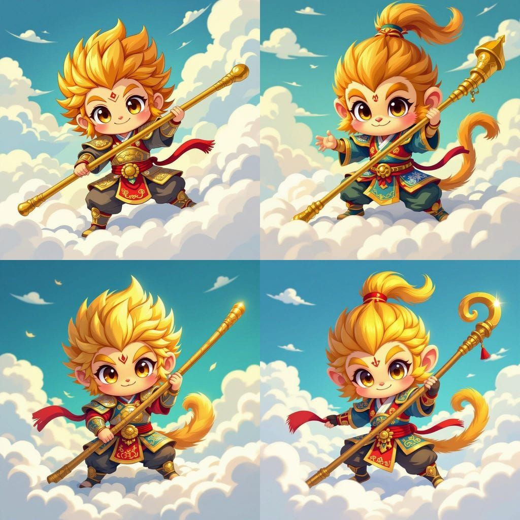 Cute Chibi Sun Wukong in 3D Anime Style