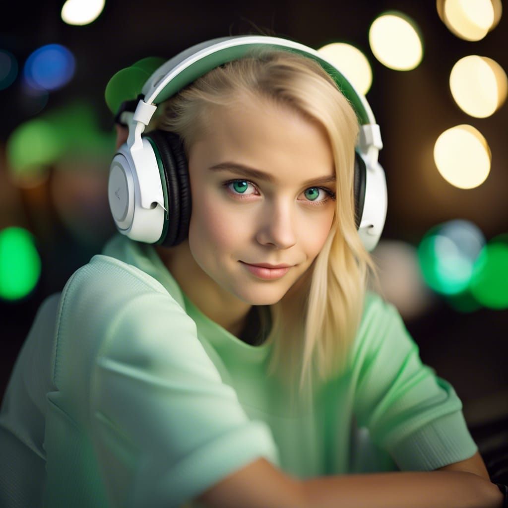 Cute Girl with Gaming Headset: Professional Photography
