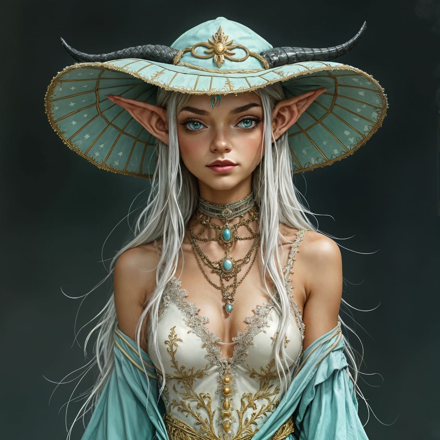 Elegant Elven Fashion in Deep Charcoal Hues