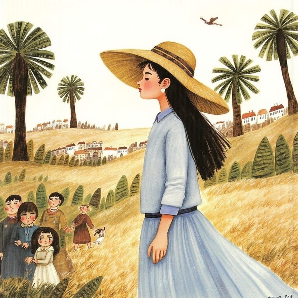 Whimsical Fairytale Landscape in Vibrant Watercolor Style