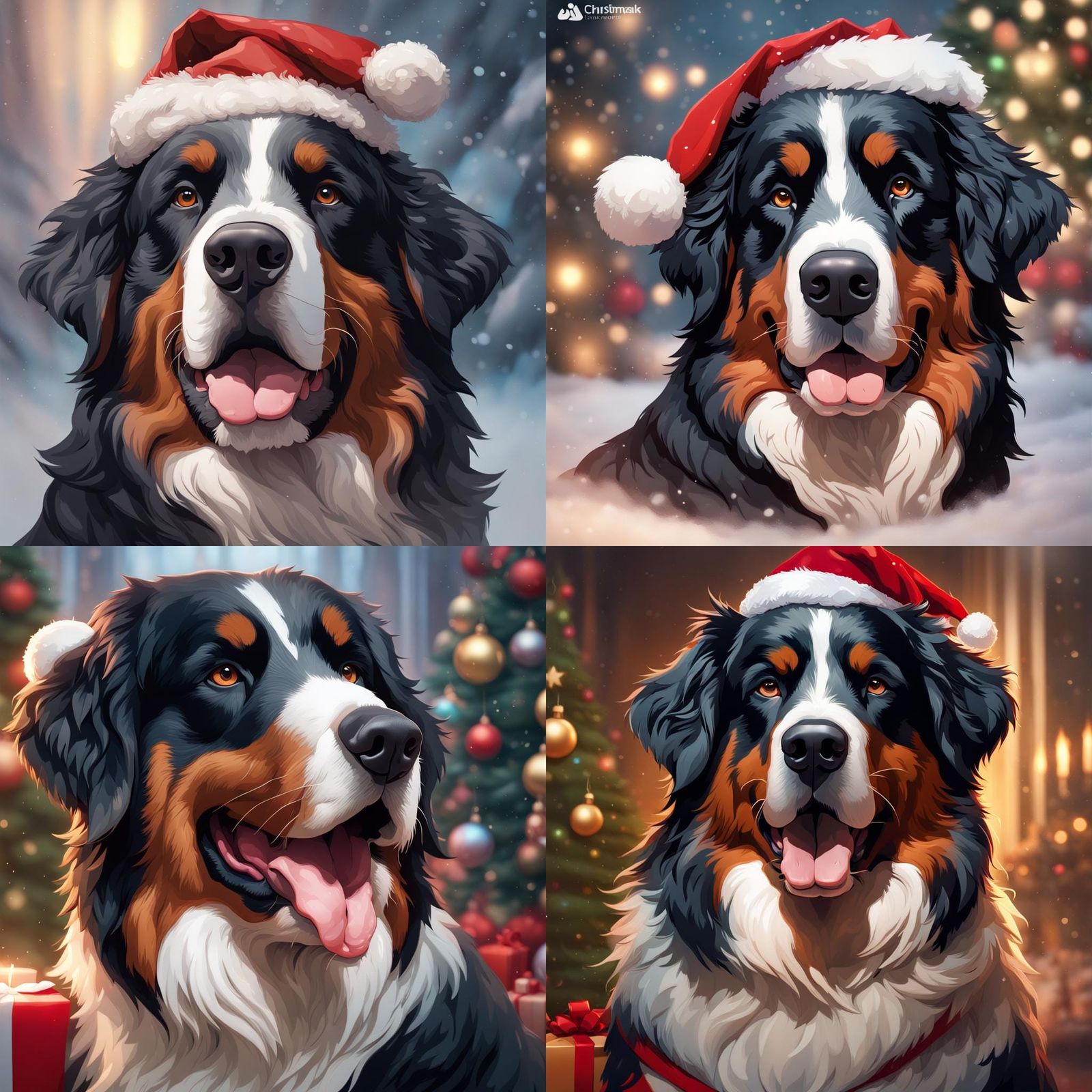 Festive Bernese Mountain Dog Portrait in 8k Resolution
