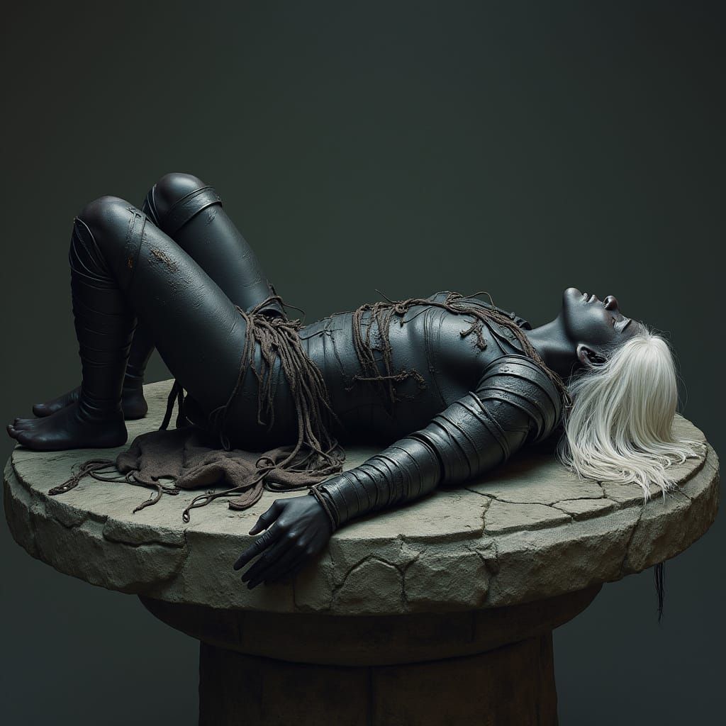 Dark Elf on Stone Platform: Digital Matte Painting