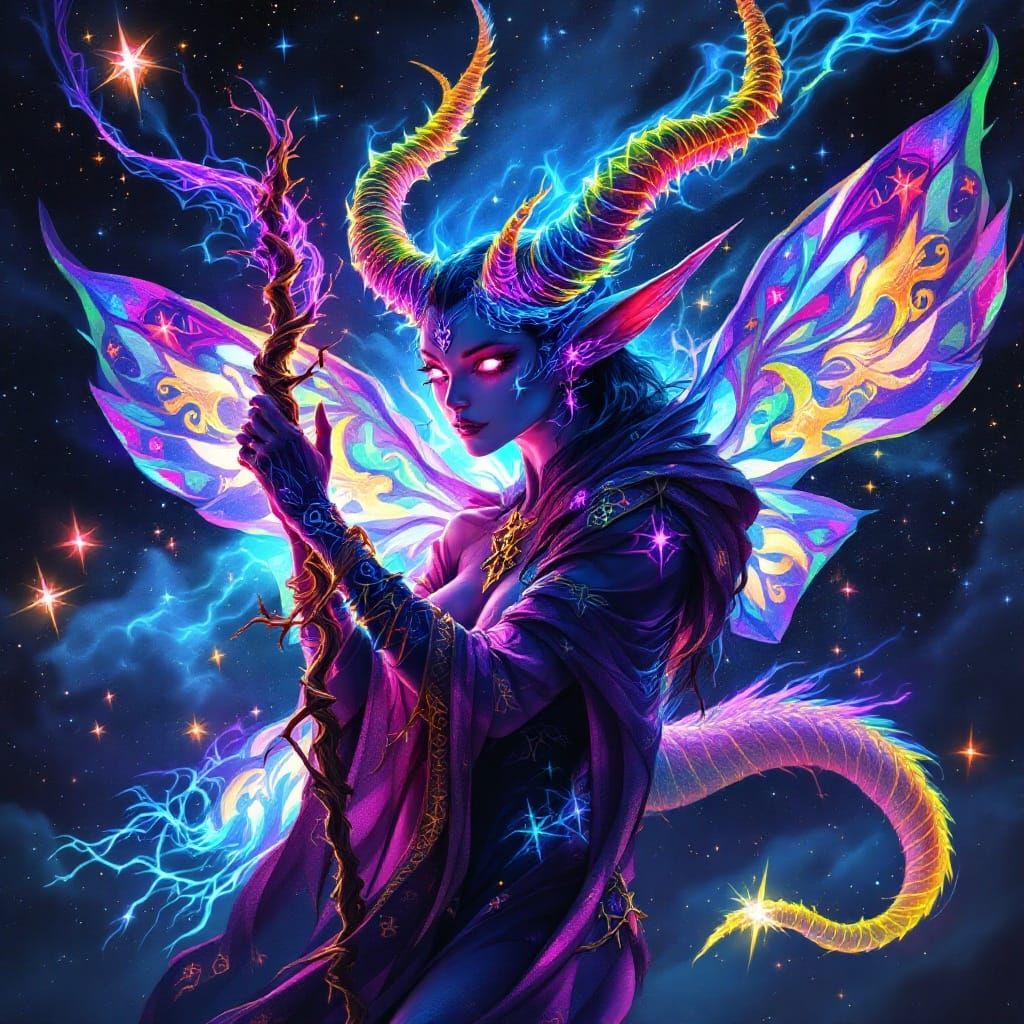 Celestial Fox Fairy Amidst Cosmic Wonder
