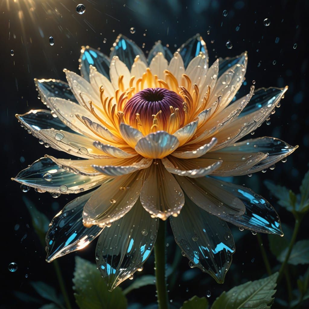 Ethereal Golden Flower in Radiant, Magical Atmosphere
