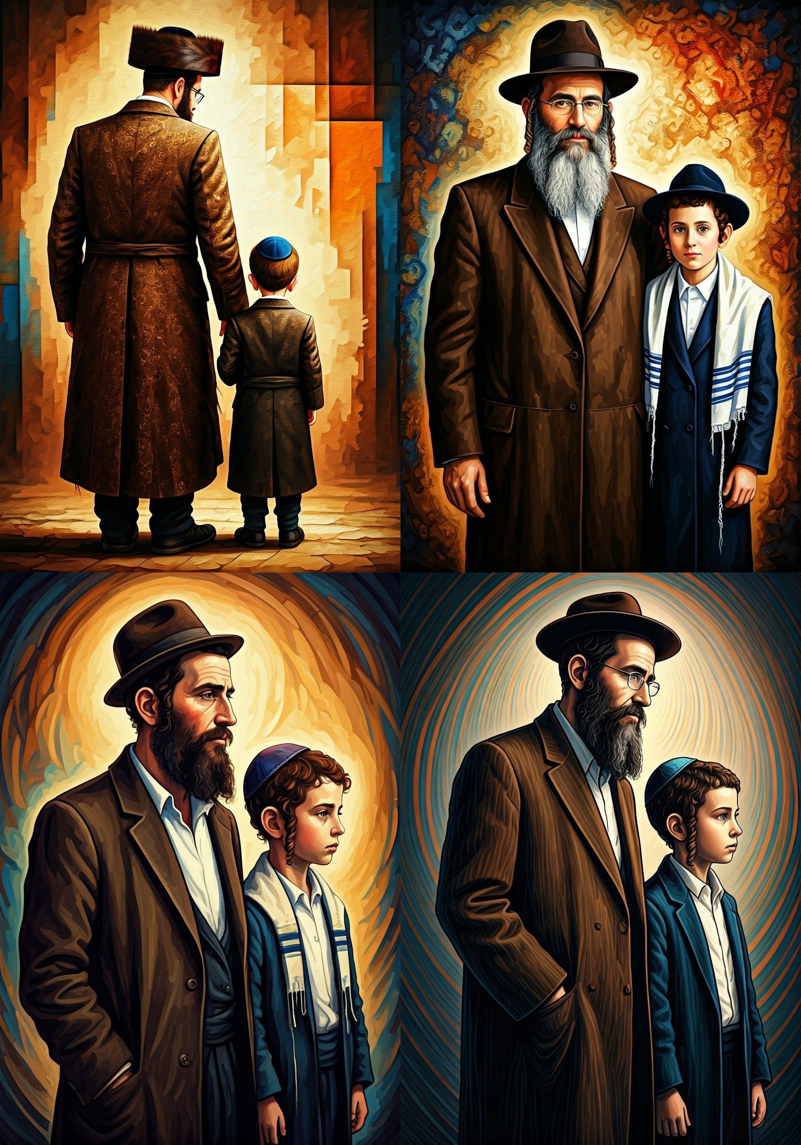 Orthodox Jewish Family in Traditional Attire
