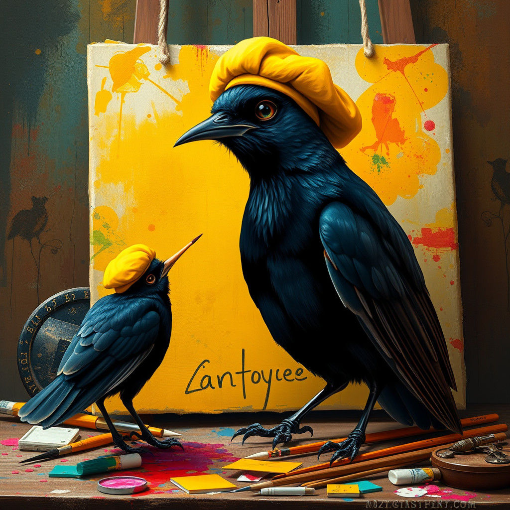 Blackbird's Colorful Self-Portrait: Digital Concept Art