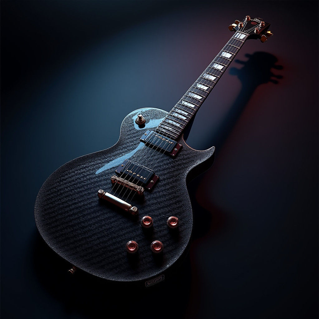 Carbon Fiber Les Paul Guitar in Futuristic Style