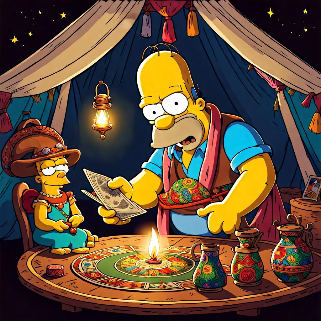 Homer Simpson Gypsy Tarot Cartoon Art