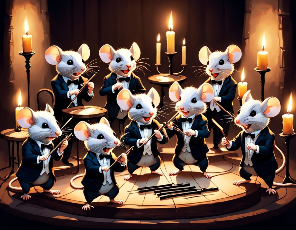 Elegant Mouse Orchestra in Formal Attire