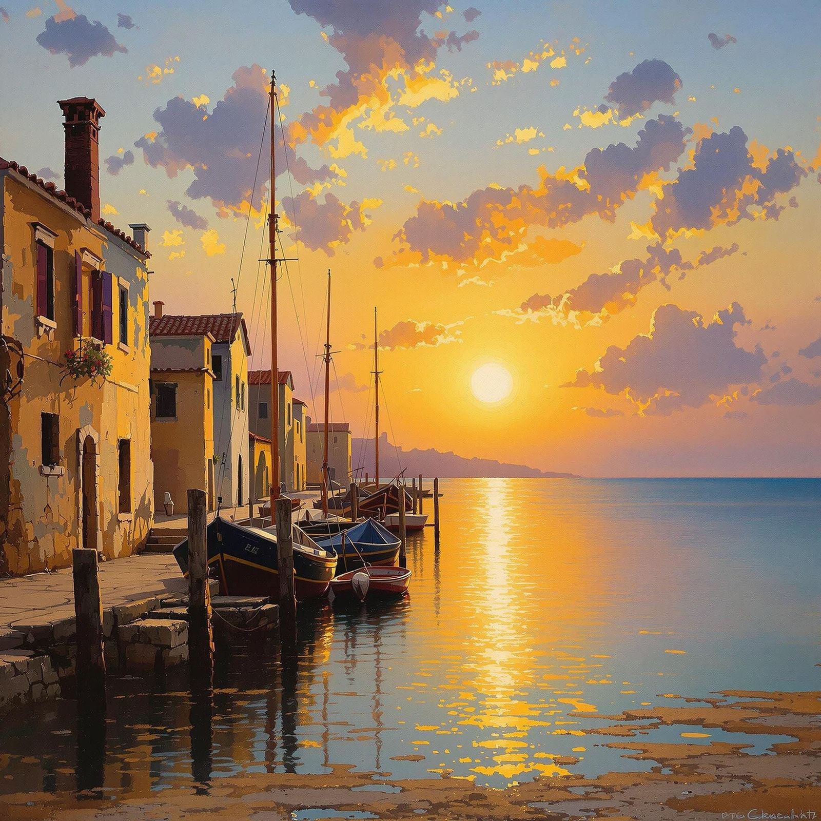 A Sorolla-Inspired Oil Painting of a Golden Seaside Scene