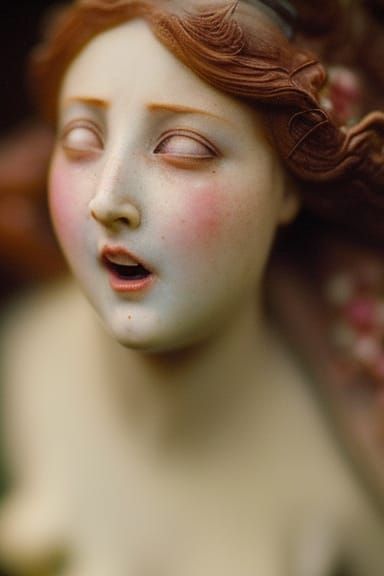 Screaming Doll Figurine in Rococo Style