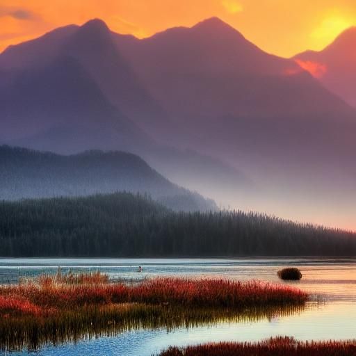 Sunset Lake Reflection: Panoramic Landscape Photography