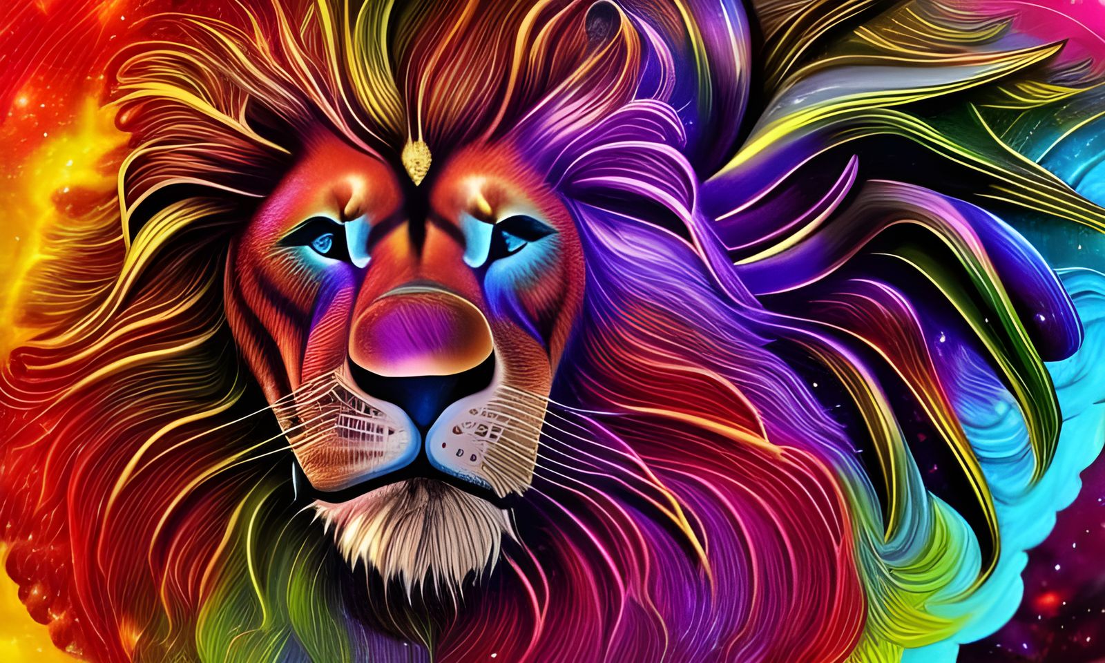 Cosmic Lion Alien in Galactic Space