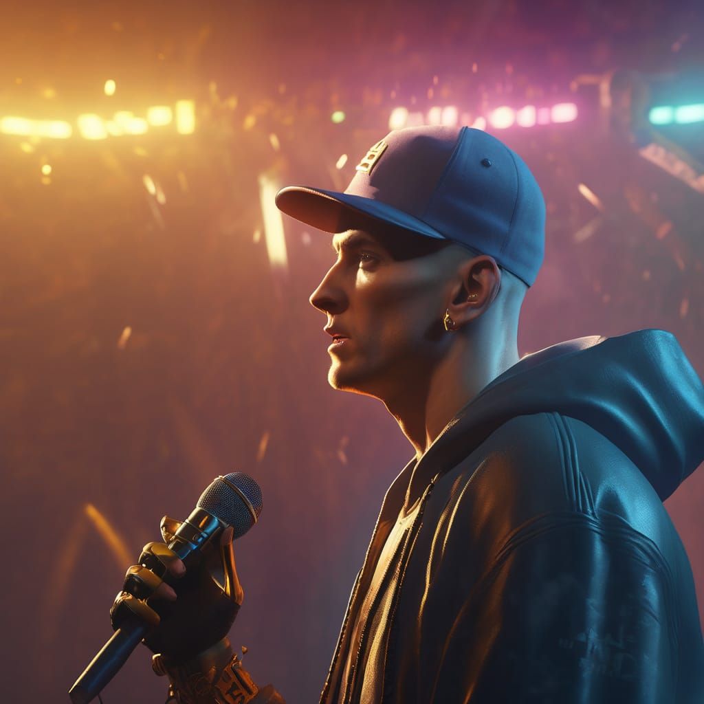 Eminem Rapping: Fantasy Matte Painting in 8k