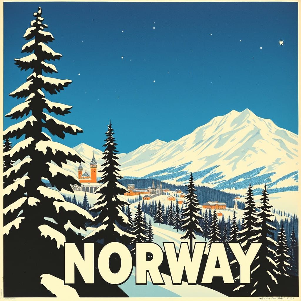 Brutalist Norway Winter Wonderland Propaganda Poster