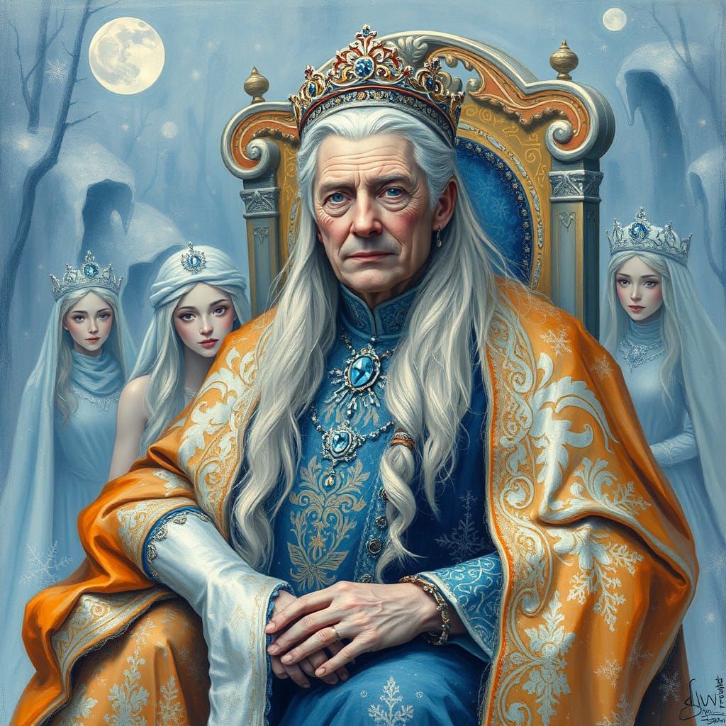 Winter Queen's Majesty in Lavish Regalia