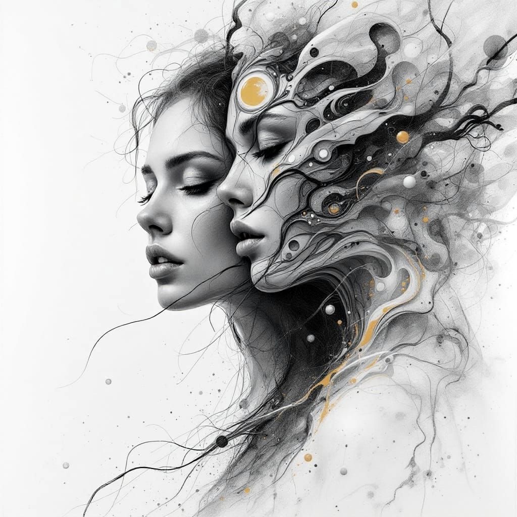 Ethereal Human Archetypes Merging in a Biopunk Wonderland