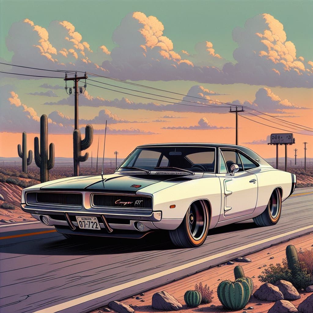 1970 Dodge Charger RT in Anime Style