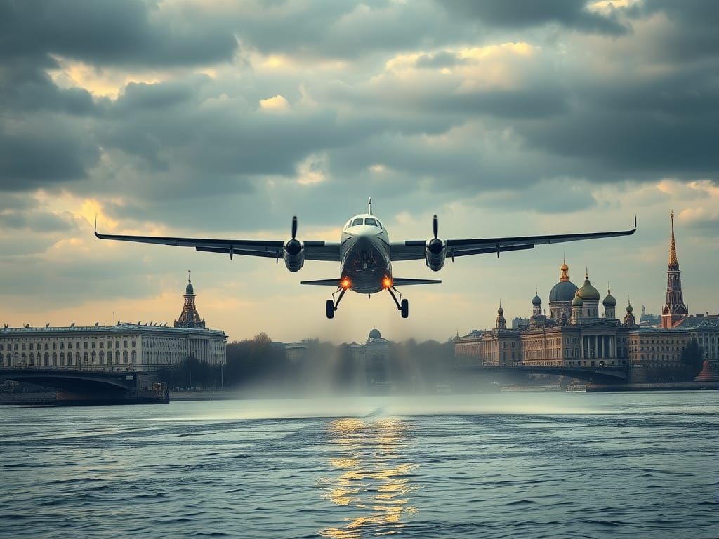 Amphibious Aircraft Takes Flight Over St. Petersburg