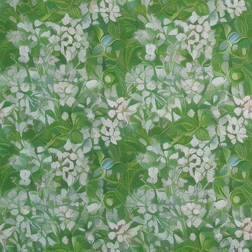 Art Deco Pear Tree Leaves and Blossoms