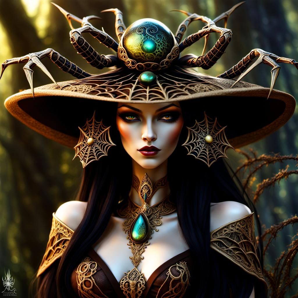 Divine Elven Spider Lady with Dragon Hatchling