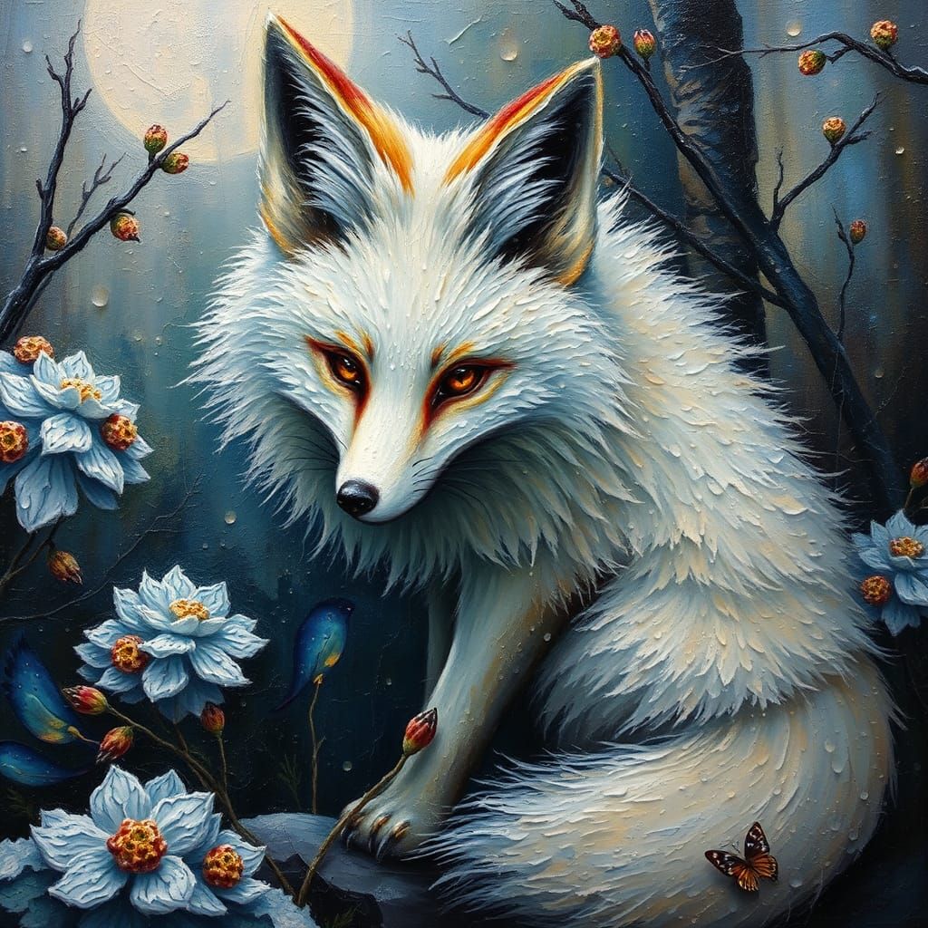 Arctic Fox in Impasto Fantasy Style