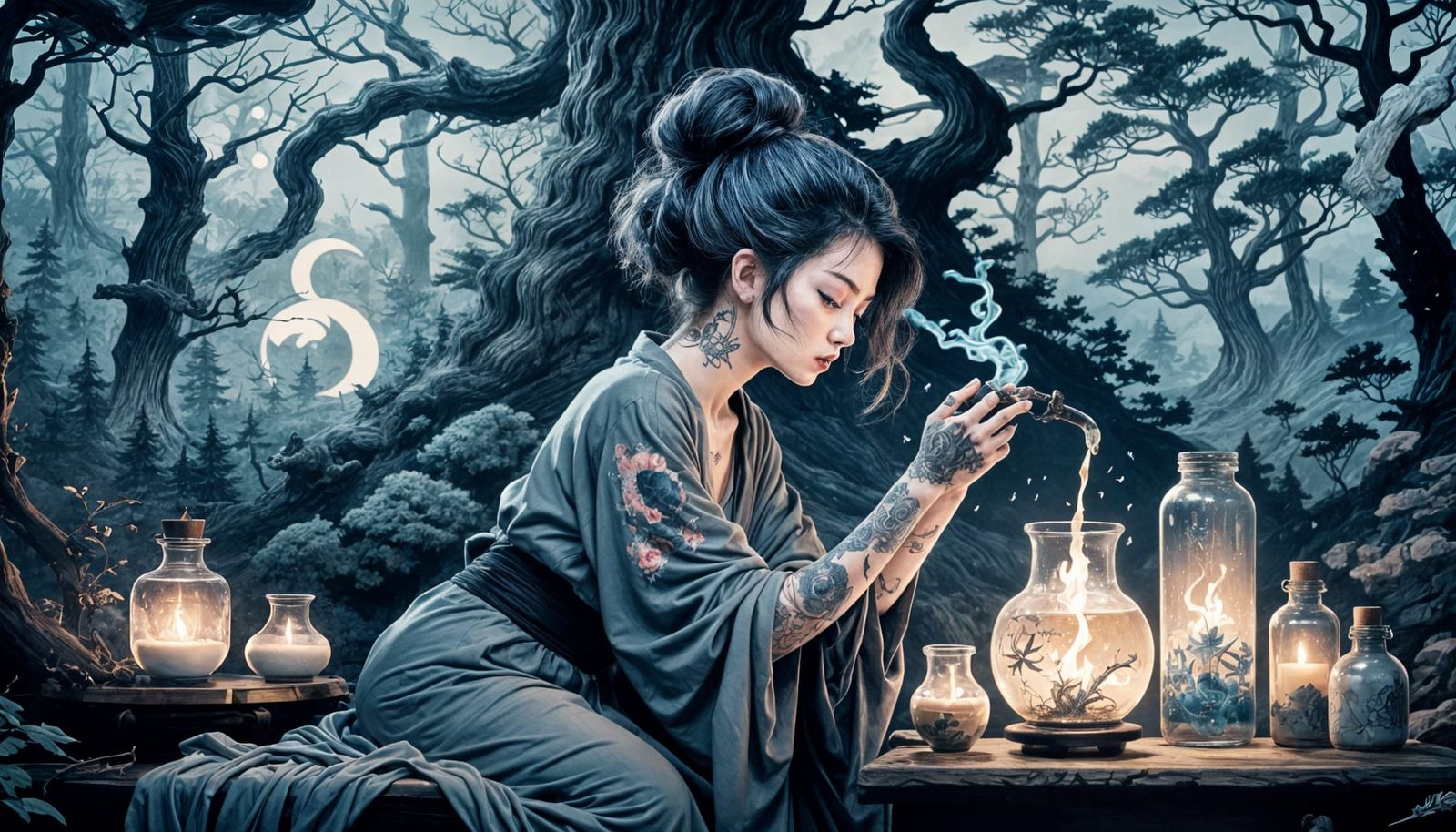 Tattooed Japanese Witch Woman