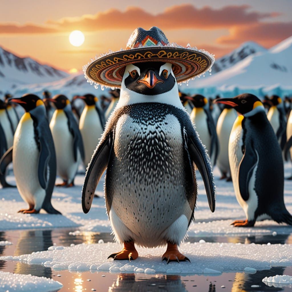 Anthropomorphic Sombrero Photographs Penguins: Hyperrealisti...
