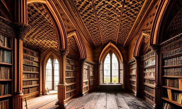 Decayed Victorian Mansion Foyer in Gothic Style