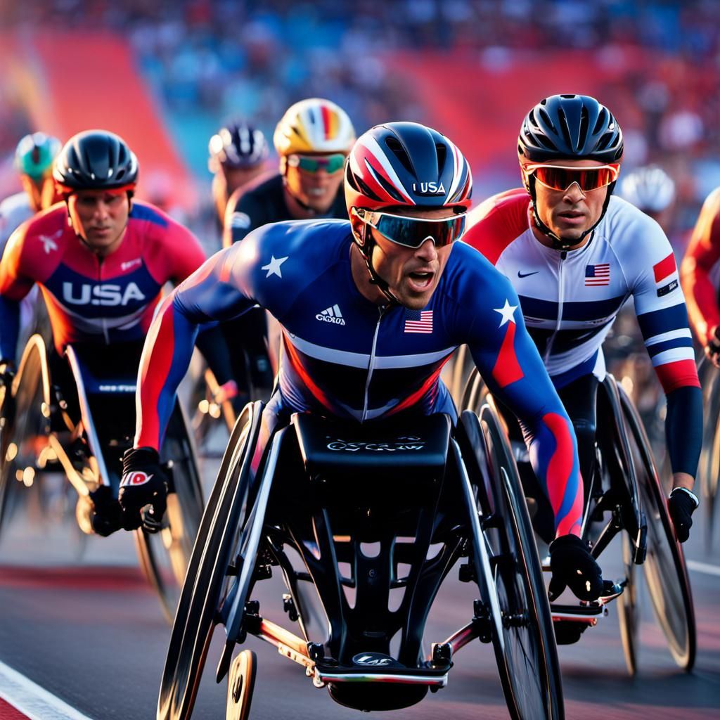 Paralympic Athletes Wheelchair Race: Digital Matte Painting