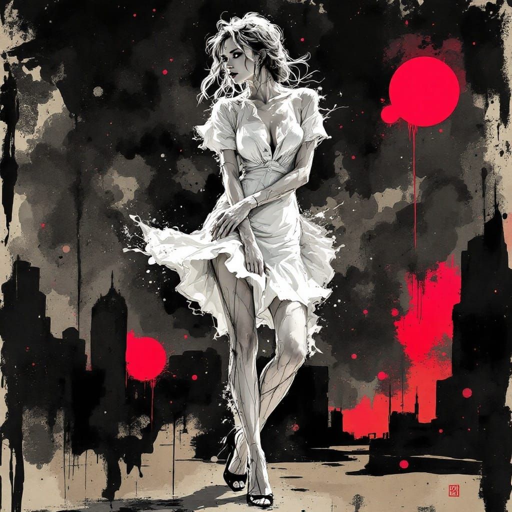 Figure Study in Ink Wash Style