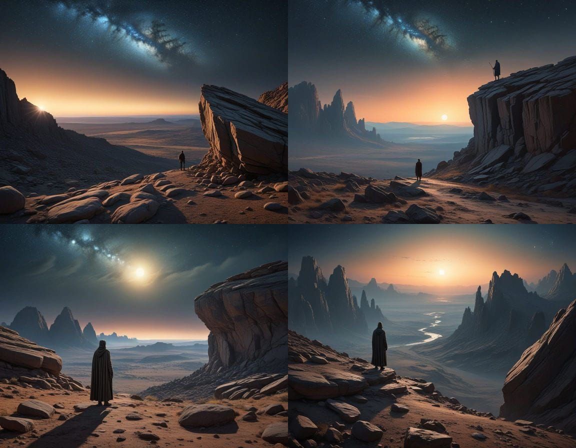 Surreal Cosmic Figure Amidst Celestial Wonders