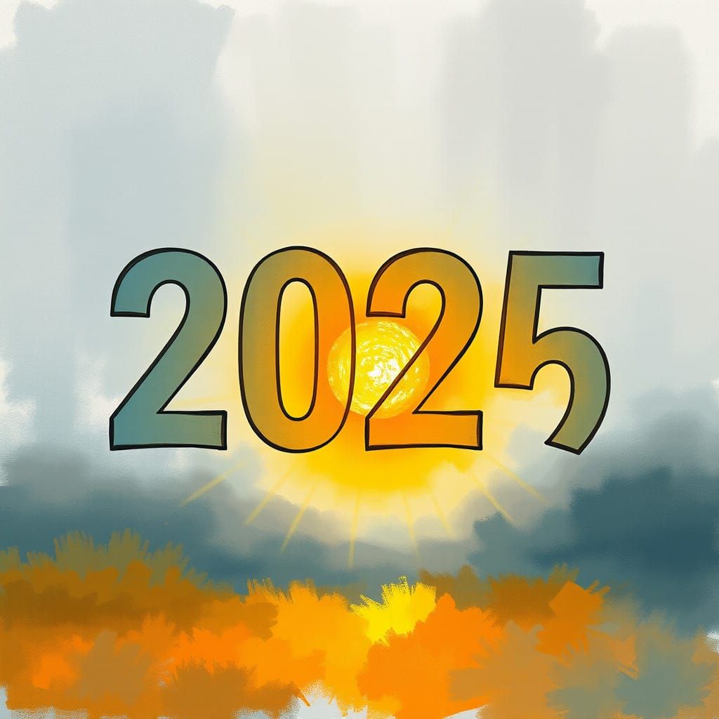 A Calm Transition from 2024 to 2025 in Vibrant Impressionist...