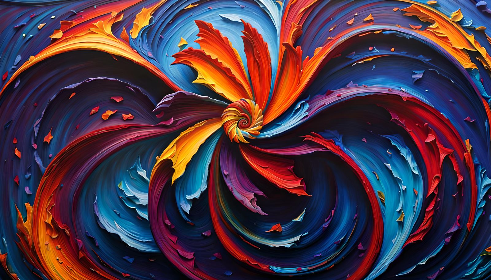 Captivating Spiral Star-Flower in Impasto Oil Painting