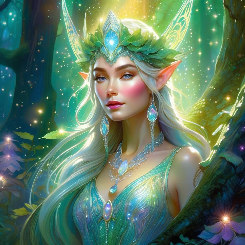 Enchanted Elf Heals Forest in Watercolor Style