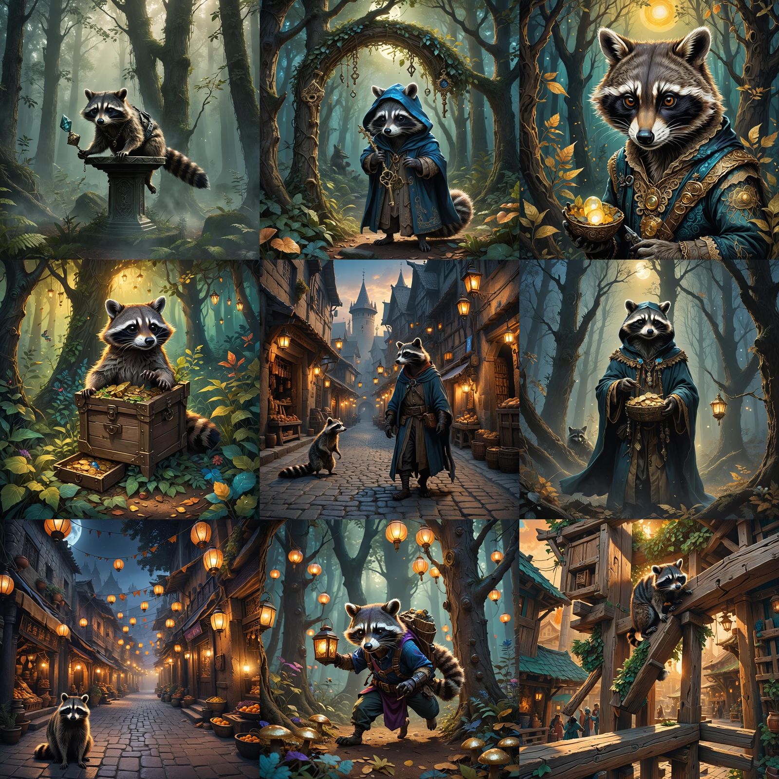 Fantasy Raccoon Thief in Detailed Matte Painting