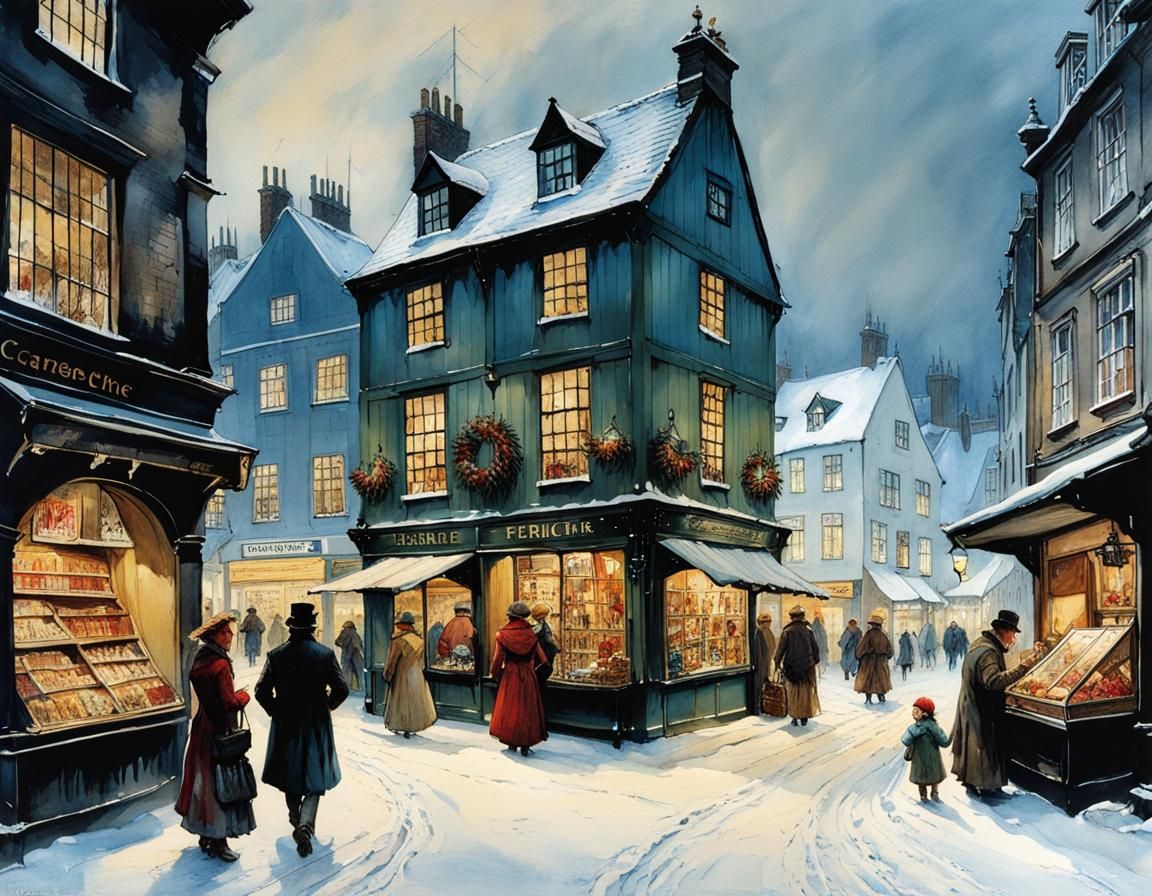 Winter Wonderland Christmas Market in Snowy Village