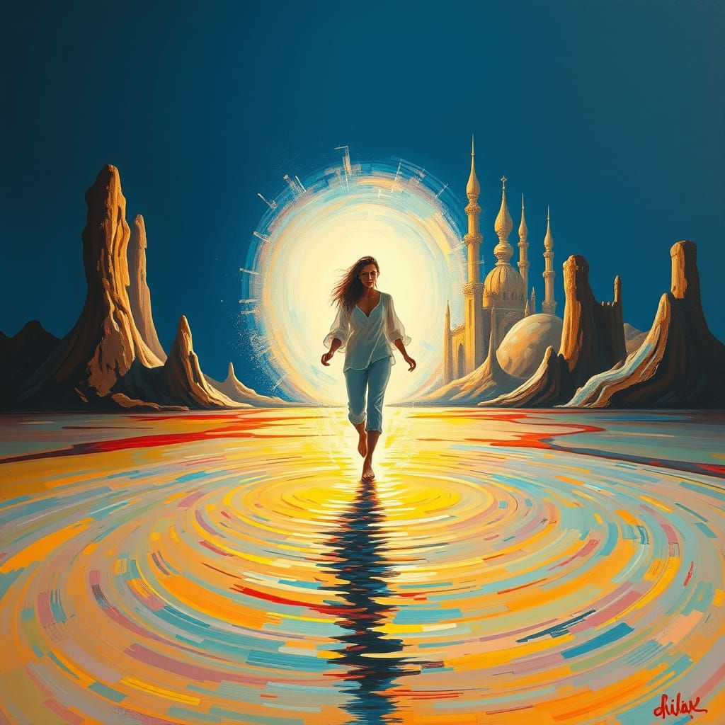 Surrealist Dreamscape in Vibrant Oil Paint Style