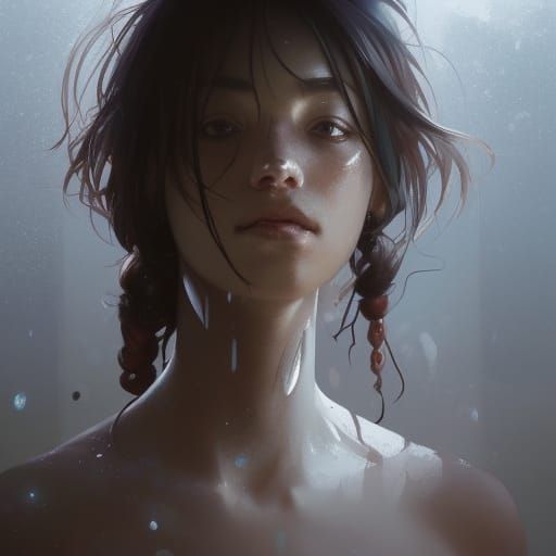 Dramatic Portrait of Teenager Gasping for Air