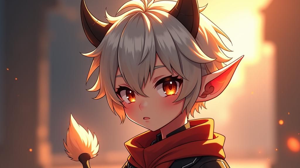 Androgynous Devil with Platinum Hair as 3D Anime Art