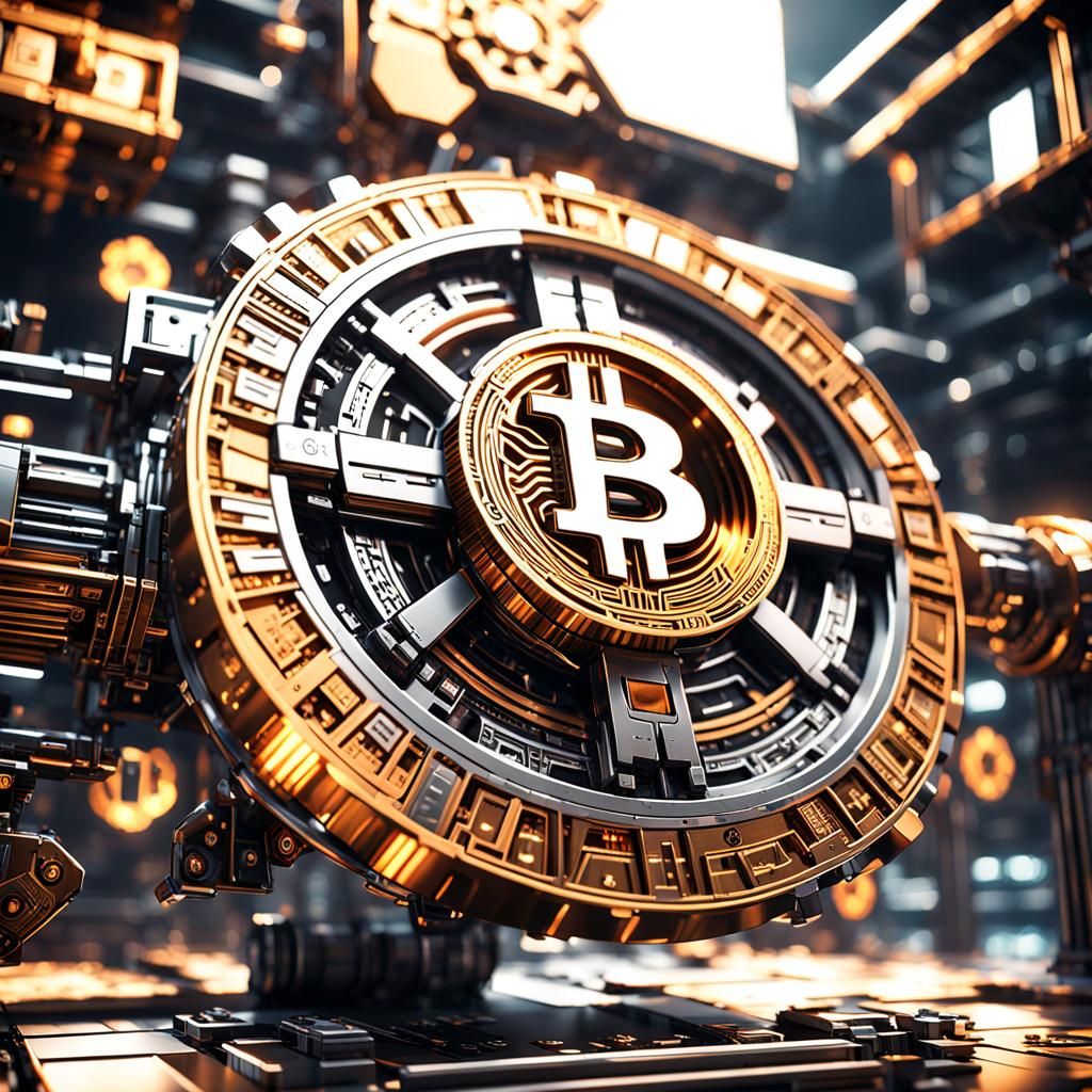 Futuristic Bitcoin Mech in Sci-Fi Style