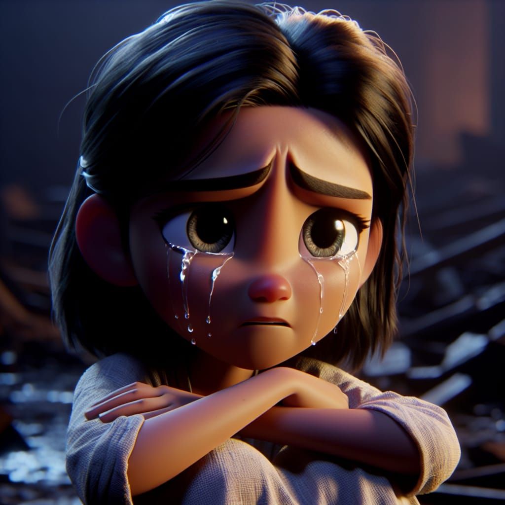 Disney Pixar style 3D mother, broken hearted, sadness in her...
