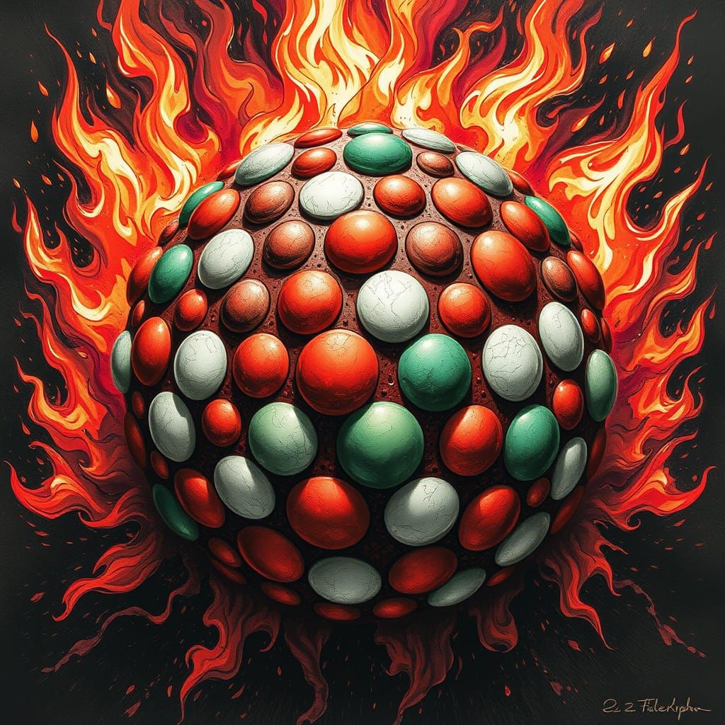 Polka Dot Layers in Hyperdetailed Charcoal Drawing Style