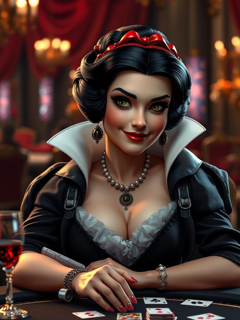 Snow White as Villain at Poker Table