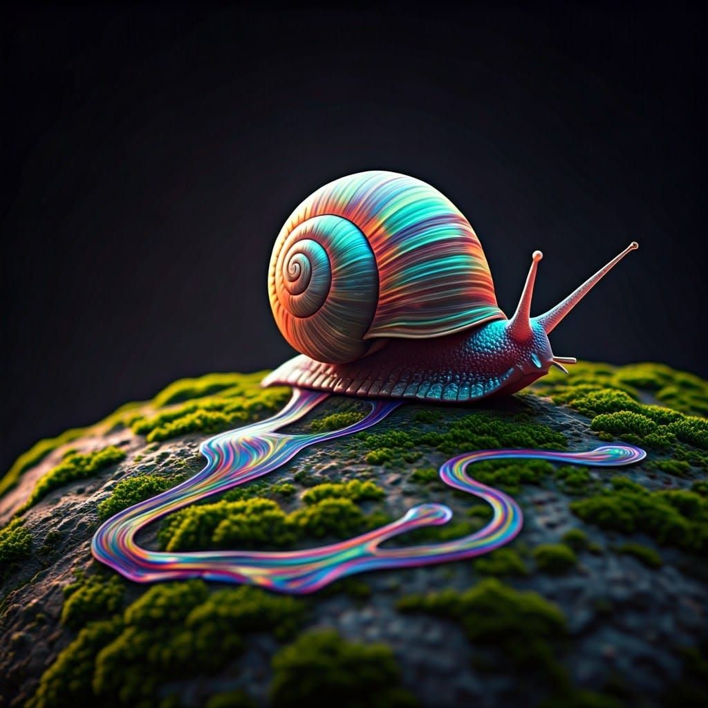 Iridescent Snail Creates Multicolored Slime Trail