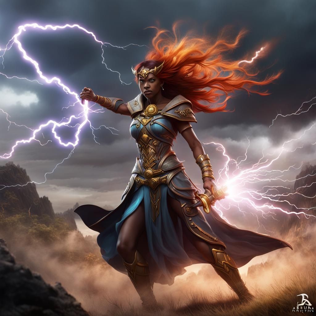 Aruna, Storm Caster, Fantasy Concept Art